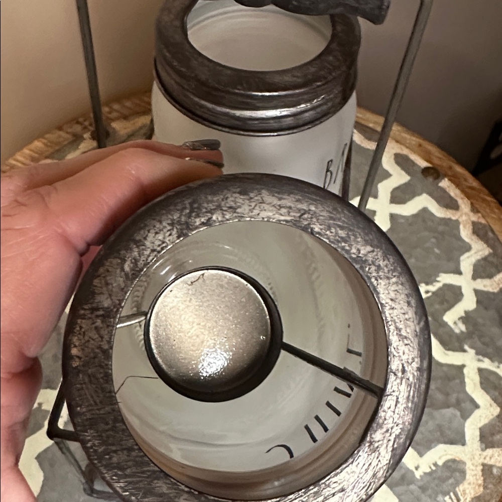 RAE DUNN Shine Bright Mason Jars Set Tea Light Holders Carrier Caddy Frosted - Picture 3 of 5